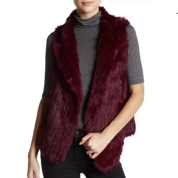 Joie burgundy fur vest, Small - Picture 2 of 10